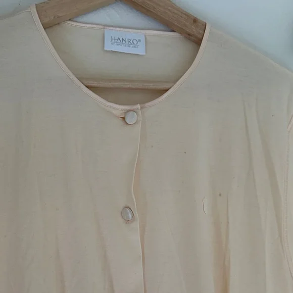 Hanro of Switzerland Cream nightgown with silk Button-Front details size Small - Picture 8 of 9